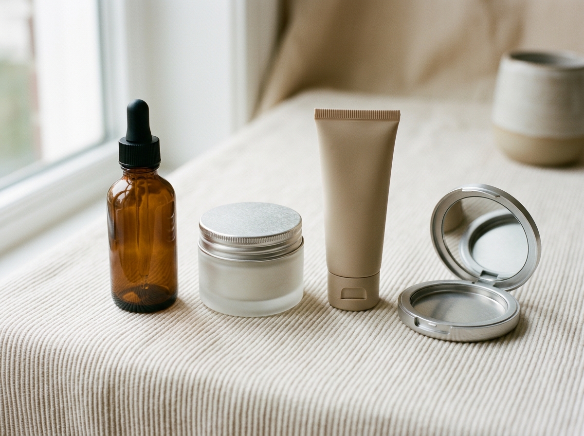 Sustainable PCR tubes, amber droppers, and refillable compacts